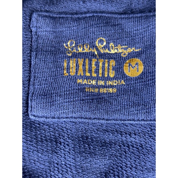 Lilly Pulitzer Luxletic Atleisure Navy Blue Quarter Zip Pullover Gold Hardware M - Picture 3 of 10